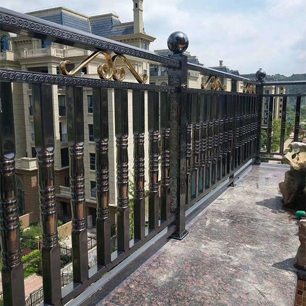 16Custom Steel Stair Railing Outdoor Deck Wrought iron Balcony Raling Designs (10)