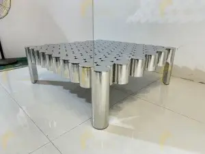 Custom Polished Stainless Steel Coffee Table| Designer Metal Furniture