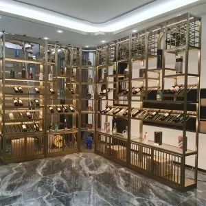 Modern Stainless Steel Corner Wine Rack Design Inspiration