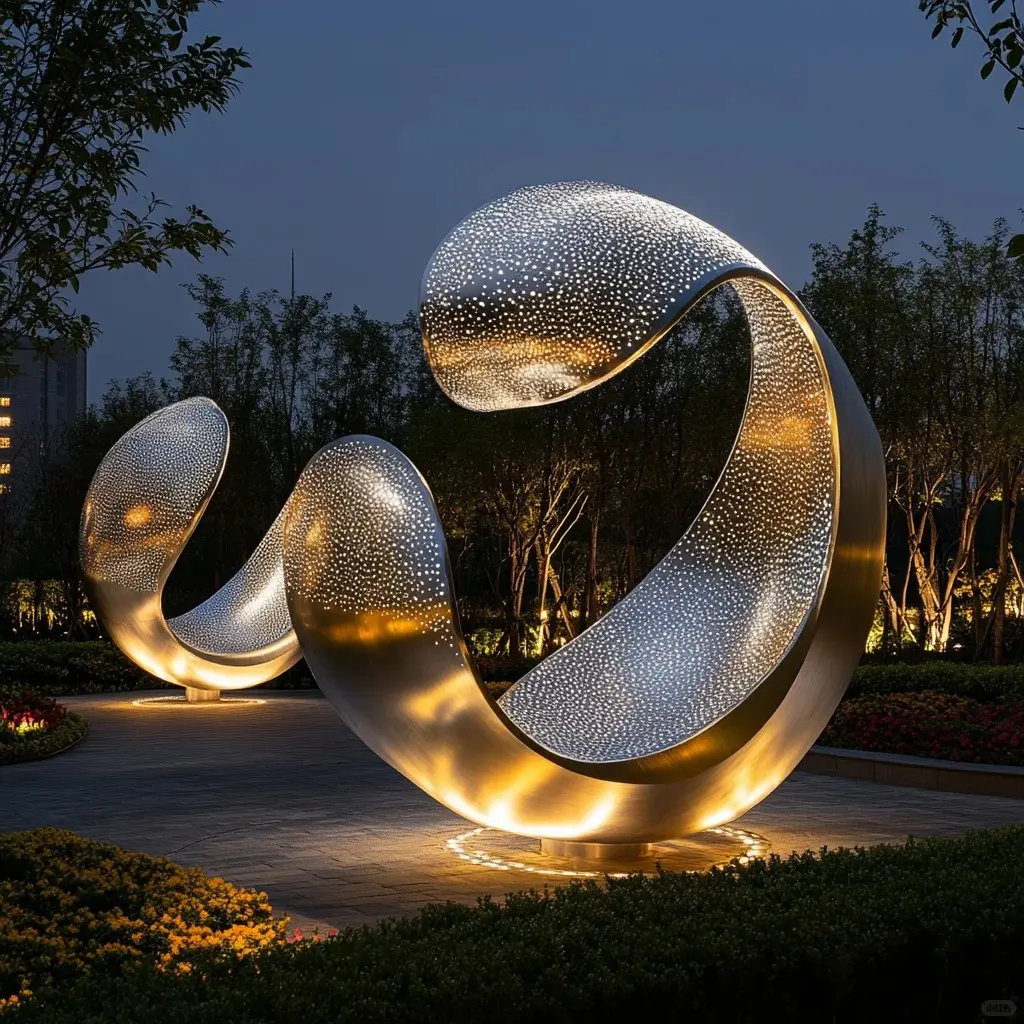 Contemporary LED Metal Sculpture for City Park, Plaza, or Hotel Projects