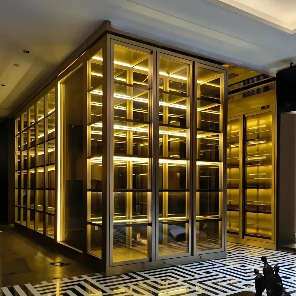 Custom Luxury Stainless Steel Wine Cabinet with LED Lighting Featured Image