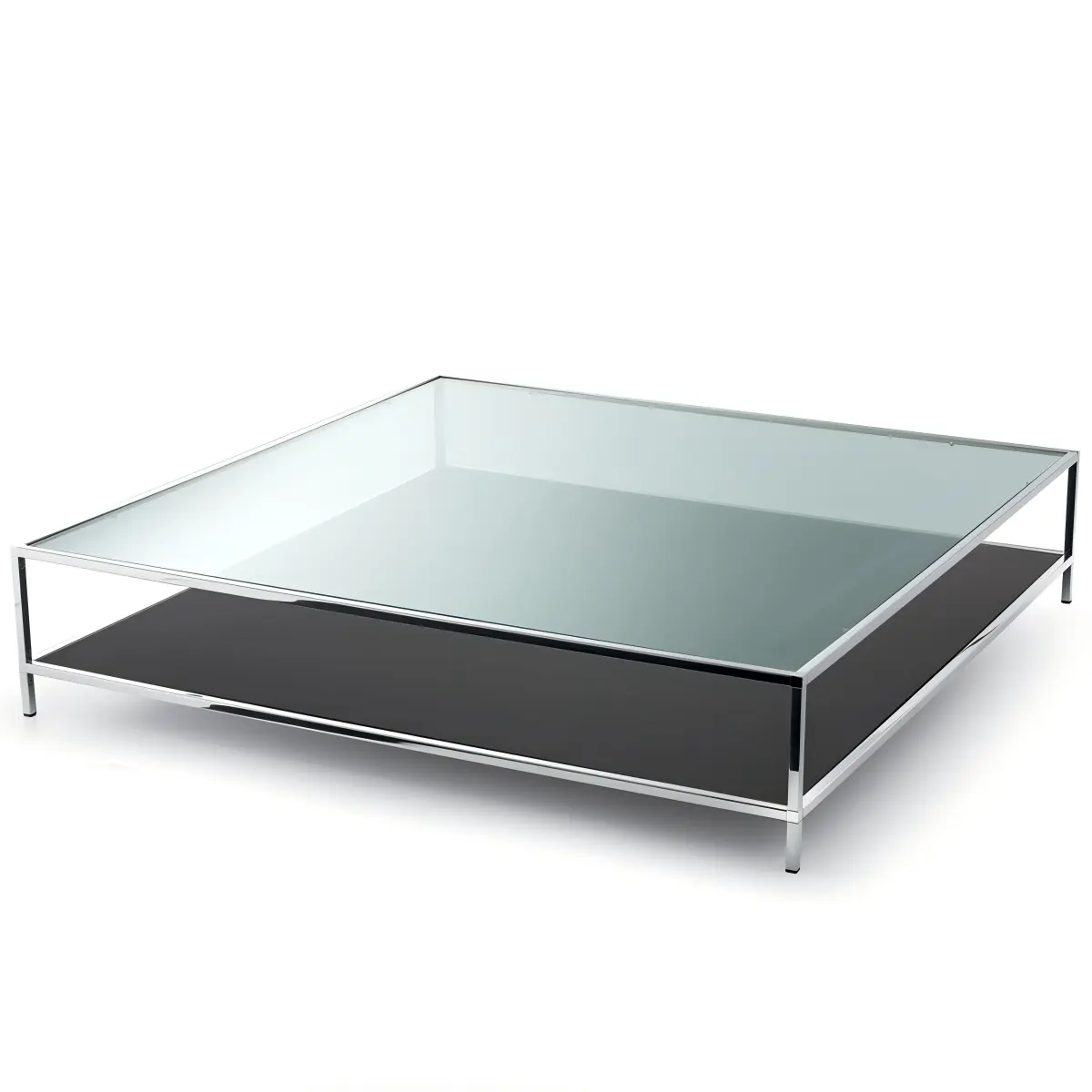 Luxury Tempered Glass Coffee Table Polished Metal Frame Furniture
