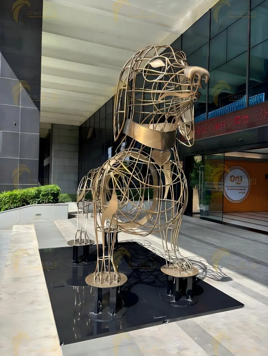 Custom Stainless Steel Dog Sculpture | Commercial Outdoor Art Installation Featured Image