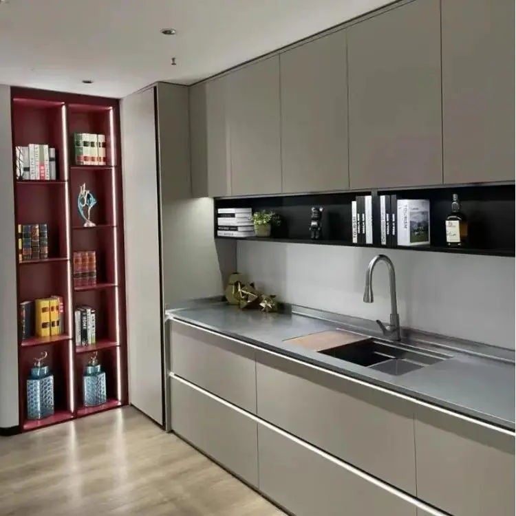 Custom Stainless Steel Kitchen Cabinets Modular Design for Residential Use