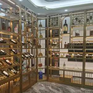 Modern Stainless Steel Corner Wine Rack Design Inspiration