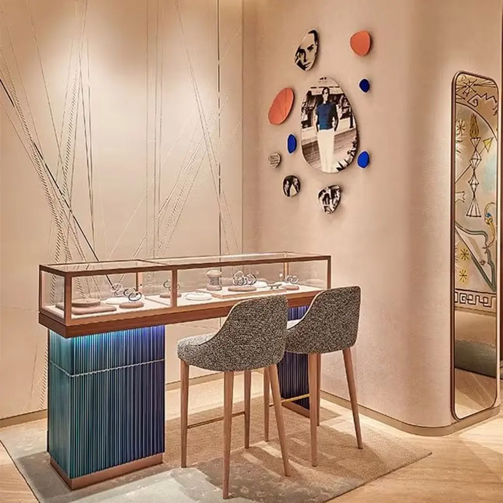 Modern light luxury stainless steel jewellery cabinet supplier