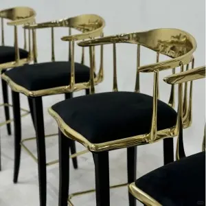 Modern Stainless Steel Bar Stool with Golden Finish for Bar Counter