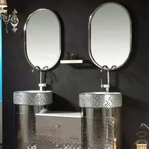 Waterproof Double Basin / Washbasin Metal Bathroom Cabinet Supplier