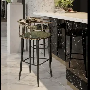 Modern Stainless Steel Bar Stool with Golden Finish for Bar Counter