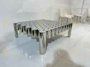 Custom Polished Stainless Steel Coffee Table| Designer Metal Furniture