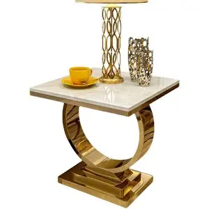 Manufacturer direct supply: Gold metal legs marble top side table