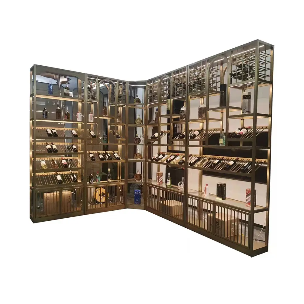 Modern Stainless Steel Corner Wine Rack Design Inspiration