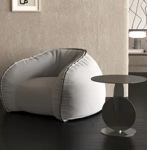 Contemporary Round Stainless Steel Side Table with Polished Finish