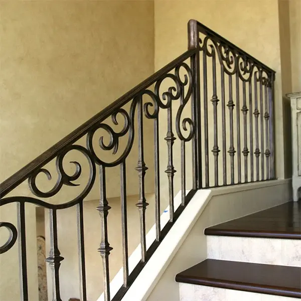 Custom Metal Outdoor Wrought Iron Staircase Villa Handrail Iron Railing