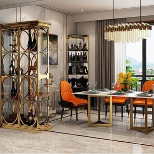 Metal wine rack coordinates with home decor