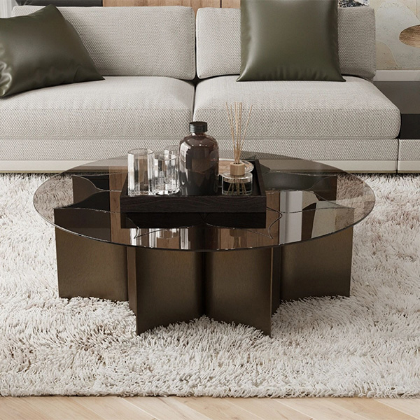 27Transparent glass and metal table frame for living room (5)