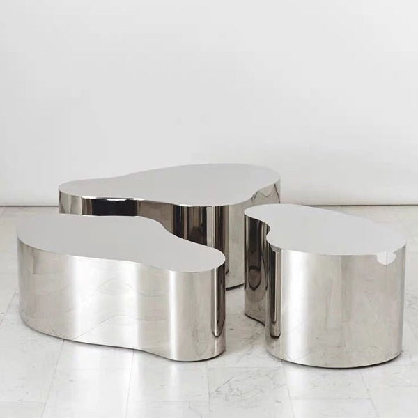 304 Stainless Steel Metal Coffee Table Set of 3 for Living Room Reception Room (1)